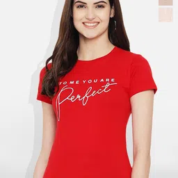 Fabflee Women Multicoloured 4 Printed V-Neck Extended Sleeves T-shirt-picture-11