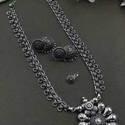 NAMAN ARTS Devika Spring Silver Plated Oxidised Jewellery Set image 1