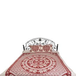 Exotic India Maroon & White Ethnic Motifs 300 TC Queen Bedsheet with 2 Pillow Covers-picture-45