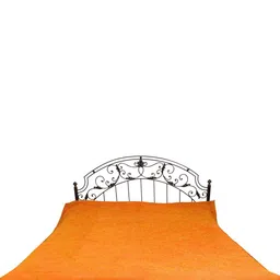 Exotic India Orange & Green Floral Cotton 300 TC Queen Bedsheet-image-8