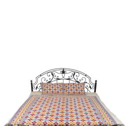 Exotic India Beige & Maroon Floral Cotton 300 TC Queen Bedsheet with 2 Pillow Covers-picture-24