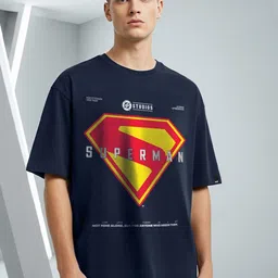 Bewakoof Superman Graphic Printed Drop-Shoulder Sleeves Pure Cotton Oversized T-shirt-picture-27