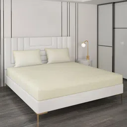 Monte Carlo Cream-Coloured Ethnic Motifs 400 TC King Bedsheet with 2 Pillow Covers-image-85