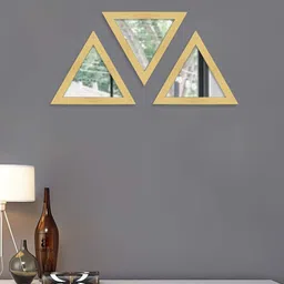 Art Street Set Of 3 Brown Textured Decorative Triangle-Shaped Wall Mirrors-image-32