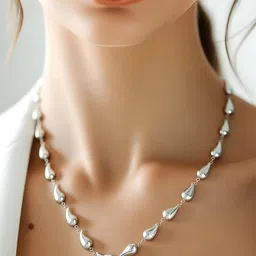 Rubans Voguish Silver-Plated Stainless-Steel Tarnish-Free Demi-Fine Tear Drop Necklace-picture-42