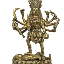 Exotic India Gold Toned Religious Brass Goddess Kali Showpiece-image-96