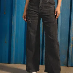 CORSICA Women Wide Leg Mid-Rise Mildly Distressed Light Fade Stretchable Jeans-image-38