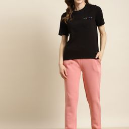 Sweet Dreams Women Pink Solid with Embellished Detail Lounge Pants-picture-6