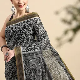 SHANVIKA Ethnic Motifs Printed Pure Cotton Block Print Saree-picture-31