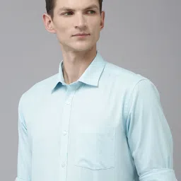 Park Avenue Pure Cotton Self Design Textured Slim Fit Opaque Formal Shirt-image-7