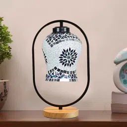 new era Multicolour Glass Table Lamp With Wood Base image 2