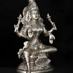 Exotic India Silver-Toned Goddess Lakshmi Brass Idol Showpiece-image-97