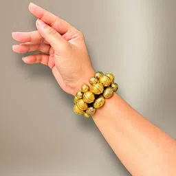 UnfoldSelf Set of 3 Gold Plated Beaded Adjustable Elasticated Bracelets Stack-picture-30