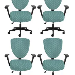 Lazi 4 Pieces Green & White Bricks Printed Stretchable Office Chair Covers-picture-10