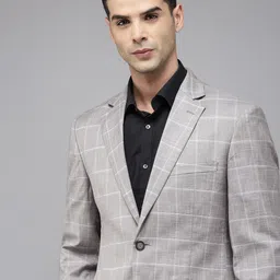 Park Avenue Checked Regular Fit Single-Breasted Formal Blazer-image-24