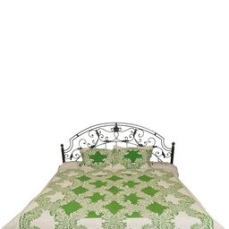 Exotic India Green & White Floral Cotton 300 TC Queen Bedsheet With 2 Pillow Covers-picture-38