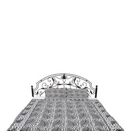 Exotic India White & Black Floral 300 TC Cotton Queen Bedsheet with 2 Pillow Covers-picture-49