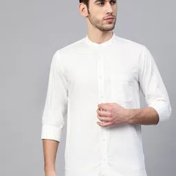DENNISON Men White Smart Slim Fit Solid Water & Stain Repellent Casual Shirt-image-57