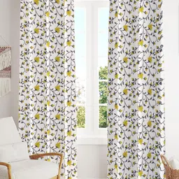 Trance Home Linen White 2 Pieces Printed Room Darkening Pure Cotton Long Door Curtains-picture-33