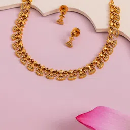 Kushal's Fashion Jewellery Ruby Gold-Plated Ethnic Antique Necklace-picture-13