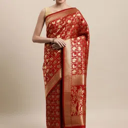 Royal Rajgharana Saree Red & Golden Woven Design Patola Saree-picture-31