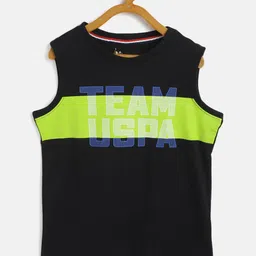 U.S. Polo Assn. Kids Black & Yellow Striped Detail Cotton Lounge T-shirt-picture-19