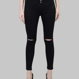 MM-21 Women Jean Skinny Fit High-Rise Slash Knee Stretchable Cropped Jeans-image-86