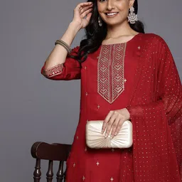 Varanga Ethnic Motifs Embroidered Sequinned Kurta With Trousers & Dupatta-picture-33