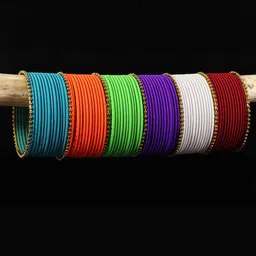 NMII Women Set of 6 Gold-Plated Studded & Matte Finish Bangles Set image 5