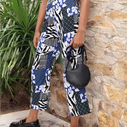 DressBerry Women Combined Floral And Geometric Print Parallel Trousers-image-65