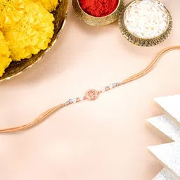 Peora Sterling Silver Om Symbol Rakhi With Roli Chawal & Greeting Card-picture-36