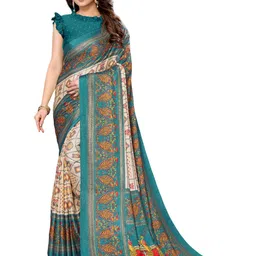 saretramall Ajrak Printed Block Poly Chiffon Maheshwari Saree-picture-20