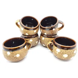 laghima jadon Brown Geometric Printed Ceramic Glossy Cups Set of Cups and Mugs-picture-34