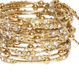 Fida Set Of 12 Gold-Plated White Kundan-Studded Traditional Bangles image 3