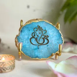 home arte Ganesh Ji Metal Holder with Turquoise Agate image 1