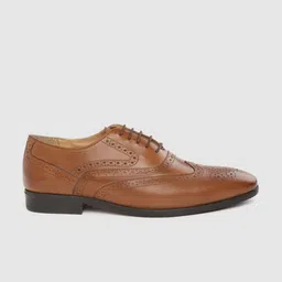 House of Pataudi Men Brown Leather Handcrafted Formal Brogues image 2