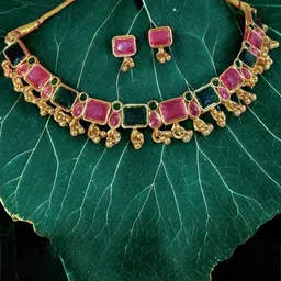 ASMITTA JEWELLERY Set Of 2 Gold-Plated Stone Studded Jewellery Set image 2