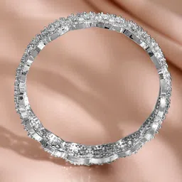 Rubans Set of 2, 22K Gold-Plated & Rhodium Accent Cubic Zirconia Studded Bangles image 2