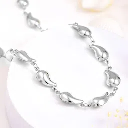 Rubans Voguish Silver-Plated Stainless-Steel Tarnish-Free Demi-Fine Tear Drop Necklace image 3