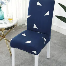 HOUSE OF QUIRK Navy Blue & White Printed Removable Chair Cover image 4