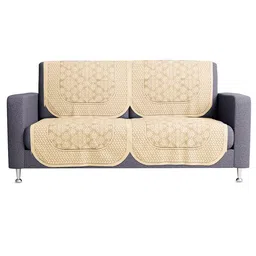 Kuber Industries Cream-Coloured 6 Pieces Printed Cotton 3 Seater Sofa Covers image 5