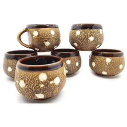 laghima jadon Brown Geometric Printed Ceramic Glossy Cups Set of Cups and Mugs image 4