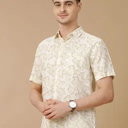 Linen Club Men Contemporary Slim Fit Abstract Printed Opaque Casual Shirt image 2