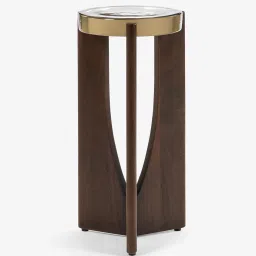 orange tree Prism Glass Top End Table In Gaj Finish Acacia Finish image 4