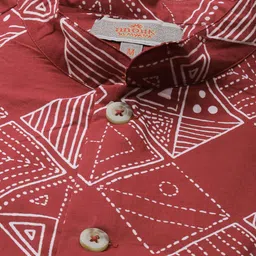 Anouk Men Maroon Pure Cotton Kurta with Trousers & Printed Nehru Jacket image 5