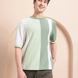 Mast & Harbour Colourblocked Drop-Shoulder Sleeves Oversized T-shirt image 3