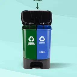 Nayasa Green & Blue 2 in 1 Wet & Dry Pedal Waste Bin- 19 Litres image 3