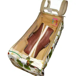 atorakushon Cream & Red 4 Pieces Reusable Travel Shoe Storage Organisers image 4