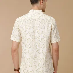 Linen Club Men Contemporary Slim Fit Abstract Printed Opaque Casual Shirt image 3