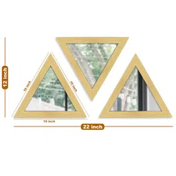 Art Street Set Of 3 Brown Textured Decorative Triangle-Shaped Wall Mirrors image 2